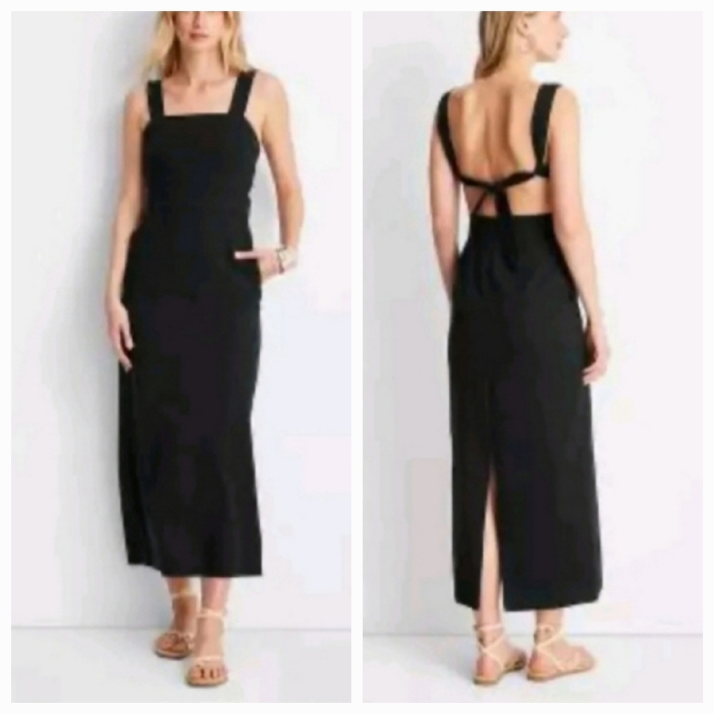 NWT Future Collective Jenny Lopez Black Sleeveless Tie Back Midi Dress Size 16
